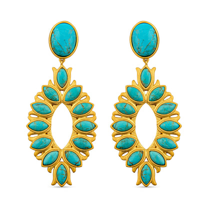 Water Lily Drop Earrings - Turquoise