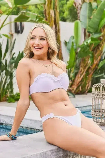 And The Why Frill Trim Bandeau Bikini Swim Set