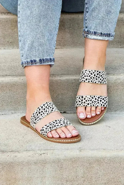 Leopard Dalmatian Print Suedette Slide Sandals