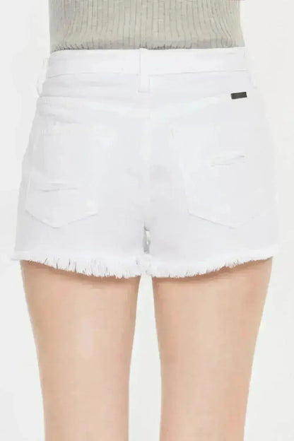 Kancan Raw Hem Distressed Denim Shorts - Vintage Wash Style | Femstylo