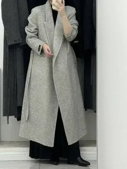Angora Red Women's Loose Double-Sided Wool Overcoat – Elegant & Cozy