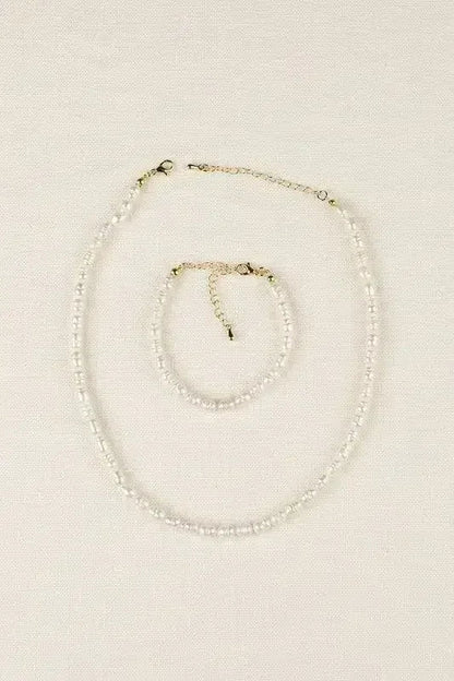 Small-sized natural pearl bracelet, necklace set