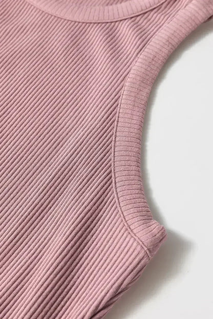 Sepia Rose Ribbed Vest Patchwork Tiered Midi Dress