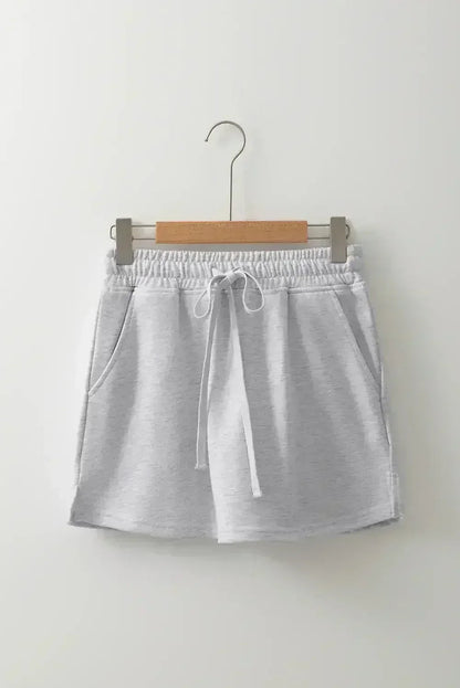 Black French Terry Drawstring Mini Skort with Pockets