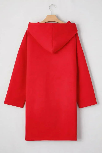 Red Zip-Up Hooded Coat - Minimalist Casual Jacket - Streetwear Essential