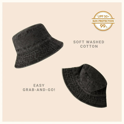 Canvas Bucket Hat - Washed Cotton Moldable Brim - UPF Sun Protection