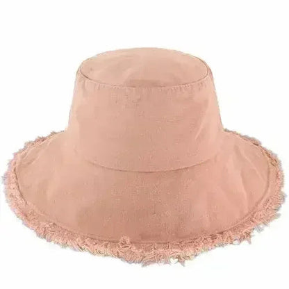 Frayed Bucket Hat - Wide Brim Cotton - UPF 50+ Sun Protection - One Size
