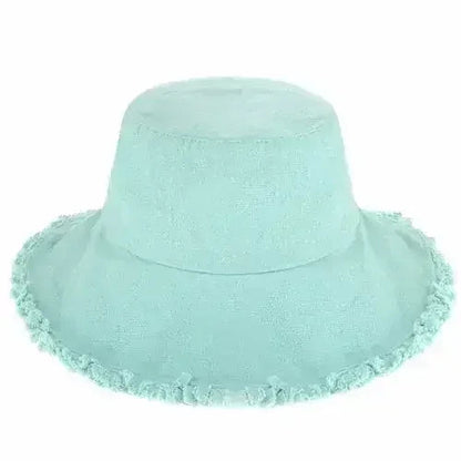 Frayed Bucket Hat - Wide Brim Cotton - UPF 50+ Sun Protection - One Size