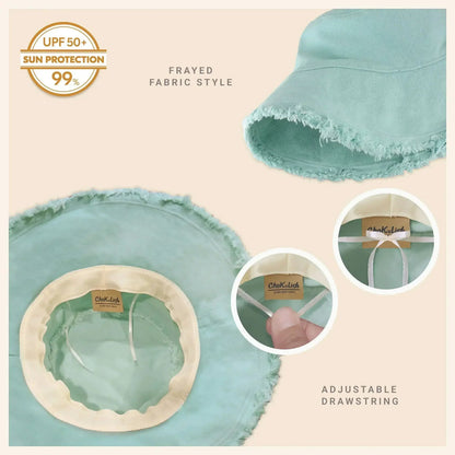 Frayed Bucket Hat - Wide Brim Cotton - UPF 50+ Sun Protection - One Size