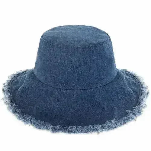 Frayed Bucket Hat - Wide Brim Cotton - UPF 50+ Sun Protection - One Size