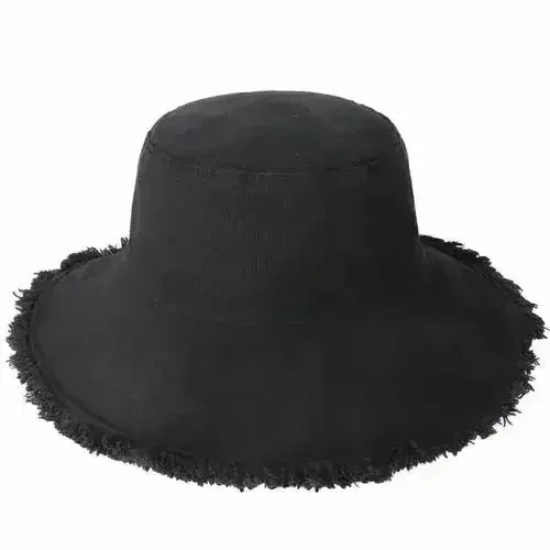 Frayed Bucket Hat - Wide Brim Cotton - UPF 50+ Sun Protection - One Size