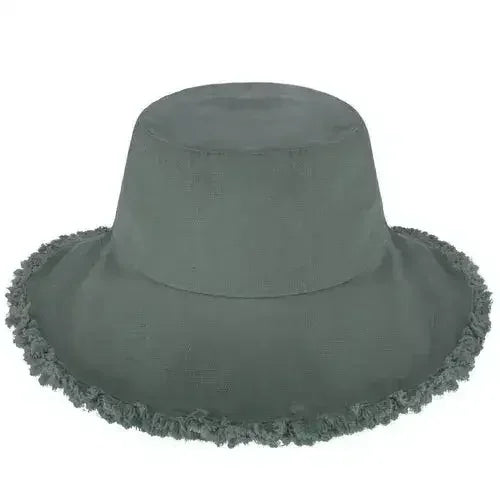Frayed Bucket Hat - Wide Brim Cotton - UPF 50+ Sun Protection - One Size