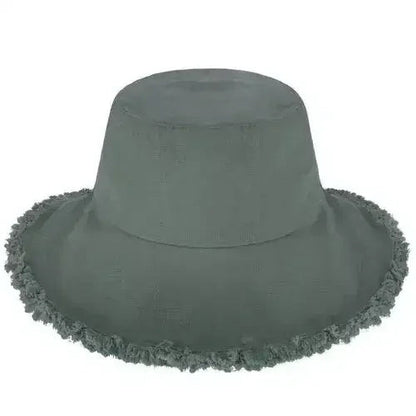 Frayed Bucket Hat - Wide Brim Cotton - UPF 50+ Sun Protection - One Size