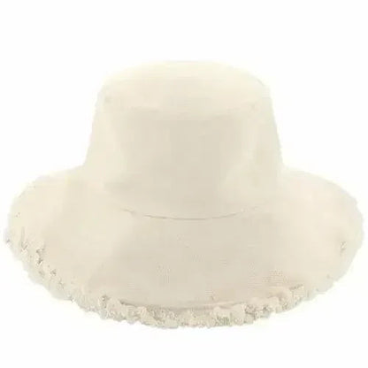 Frayed Bucket Hat - Wide Brim Cotton - UPF 50+ Sun Protection - One Size