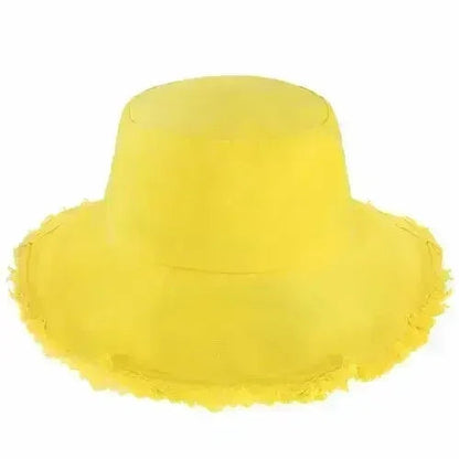 Frayed Bucket Hat - Wide Brim Cotton - UPF 50+ Sun Protection - One Size