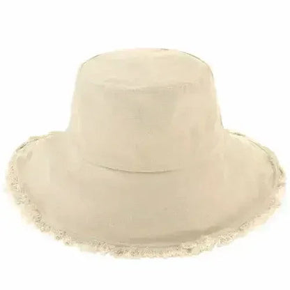 Frayed Bucket Hat - Wide Brim Cotton - UPF 50+ Sun Protection - One Size