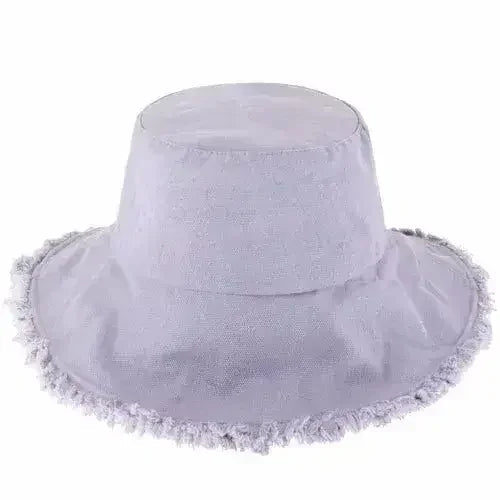 Frayed Bucket Hat - Wide Brim Cotton - UPF 50+ Sun Protection - One Size