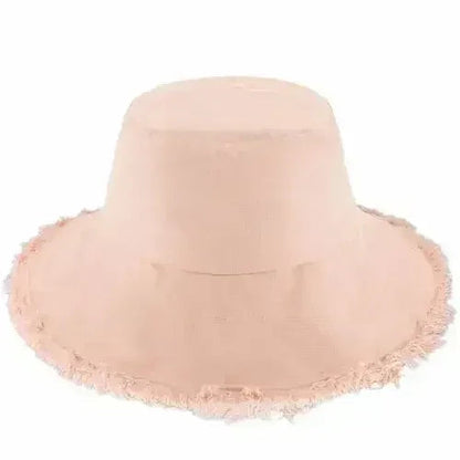 Frayed Bucket Hat - Wide Brim Cotton - UPF 50+ Sun Protection - One Size