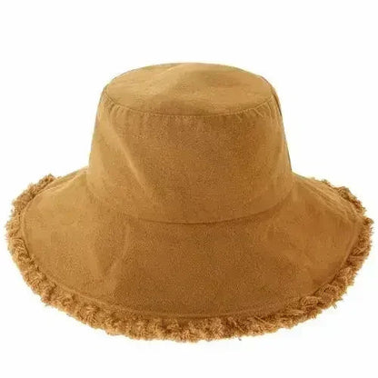 Frayed Bucket Hat - Wide Brim Cotton - UPF 50+ Sun Protection - One Size