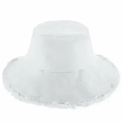 Frayed Bucket Hat - Wide Brim Cotton - UPF 50+ Sun Protection - One Size