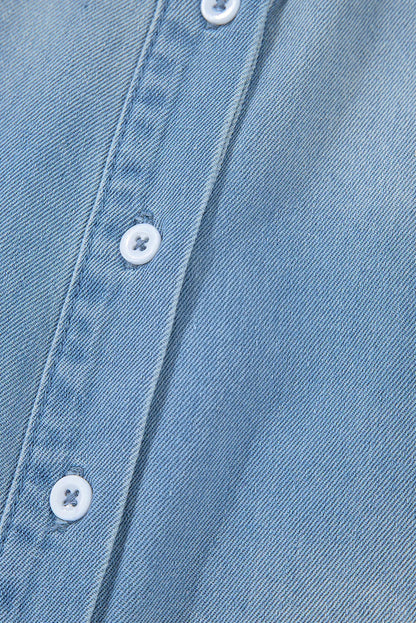 Beau Blue Washed Raw Hem Denim Shirt Dress