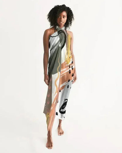 Sheer Circular Multicolor Green Swimsuit Cover Up