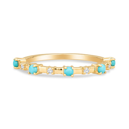 Alyssa 14K Gold Turquoise Dainty Ring with White Diamonds