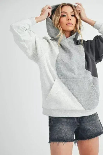 Aemi + Co Color Block Hoodie with Kangaroo Pocket