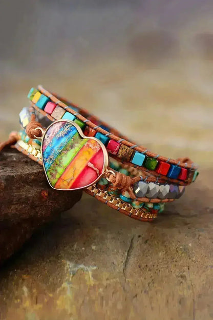 Imperial Jasper Bracelet | Crystal Layered Jewelry | Natural Stone