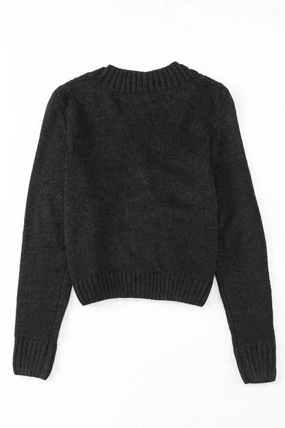 Textured Black Cardigan | Button-Front w/Pockets | Sizes S-3XL