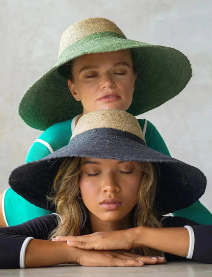 RIRI DUO Jute Straw Hat - Natural & Kelly Green | Femstylo