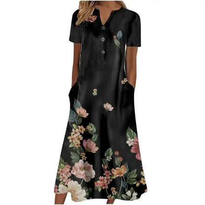 Women’s Summer Midi Dress – Casual, Light & Pocket-Ready