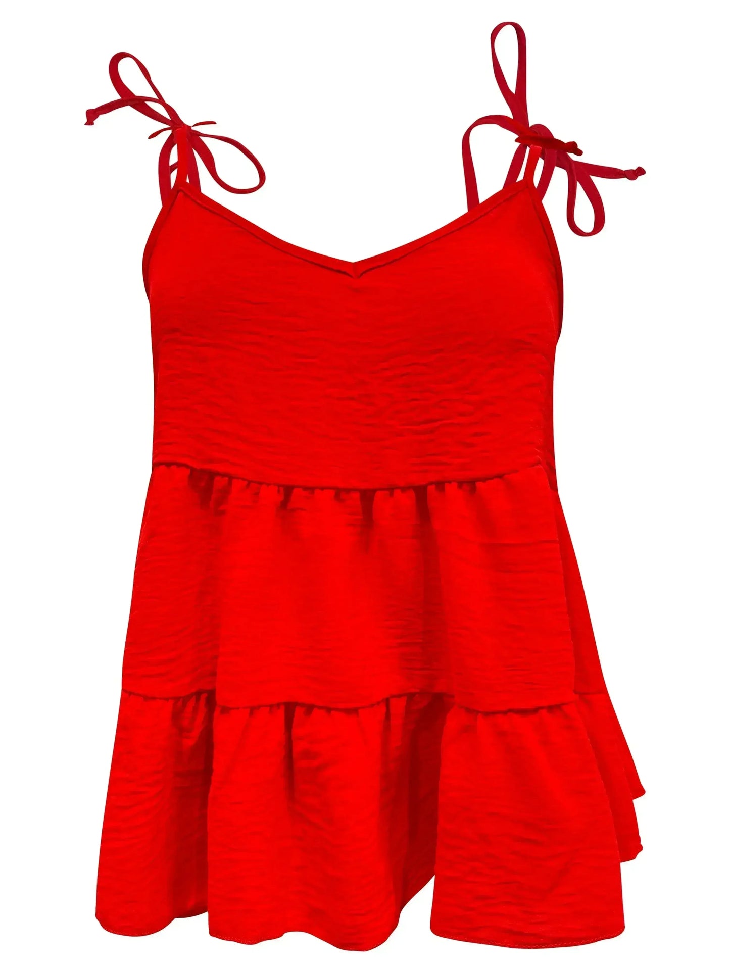 Tie-Strap Tiered Sleeveless Top