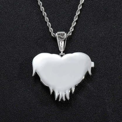 LoveShell™ – Custom Clamshell Heart Photo Pendant | Iced Out Zircon