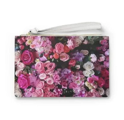 Floral Bouquet Designed Zipped Clutch Bag