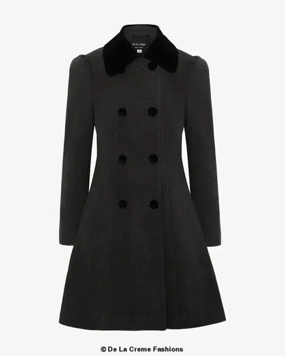 Velvet Trim Skater Coat - Royal Inspired | Femstylo