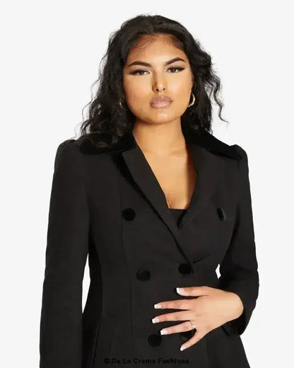Velvet Trim Skater Coat - Royal Inspired | Femstylo