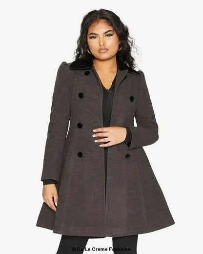 Velvet Trim Skater Coat - Royal Inspired | Femstylo