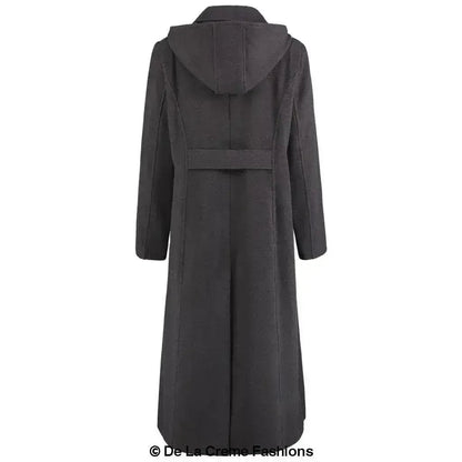 Faux Wool Longline Hooded Winter Coat