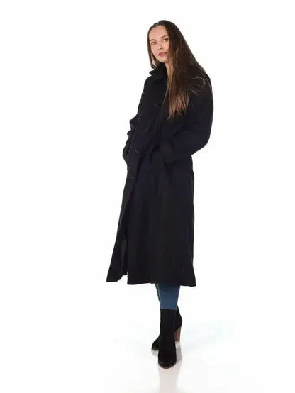 Faux Wool Longline Hooded Winter Coat