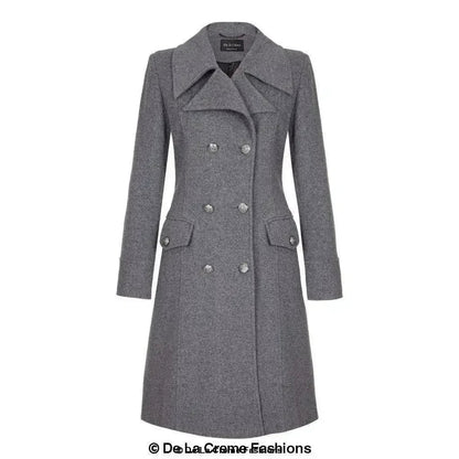 Wool Blend Double Breasted Midi Coat