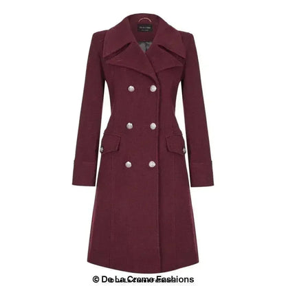 Wool Blend Double Breasted Midi Coat