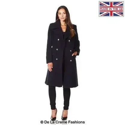 Wool Blend Double Breasted Midi Coat