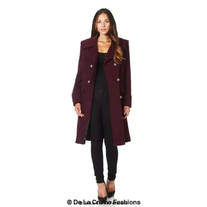 Wool Blend Double Breasted Midi Coat
