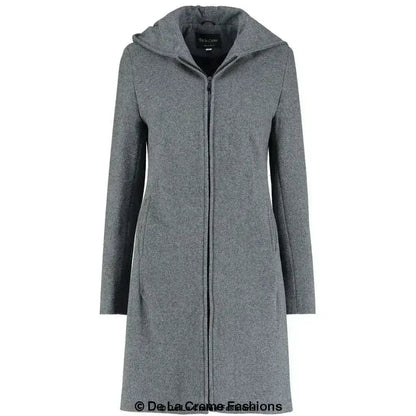 Wool Blend Hooded Coat - Zip Front Winter Coat | Femstylo