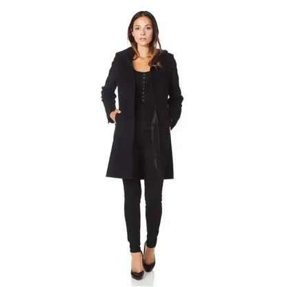 Wool Blend Hooded Coat - Zip Front Winter Coat | Femstylo