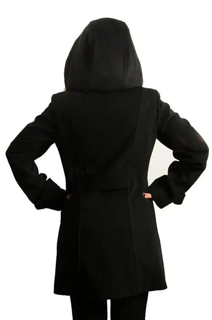 Wool Feel Double Breasted Hooded Coat