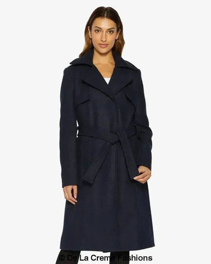 Dina Lapel Collar Duster Coat With Belt