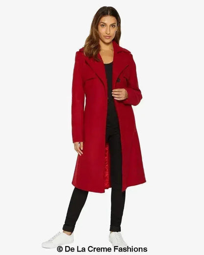 Dina Lapel Collar Duster Coat With Belt