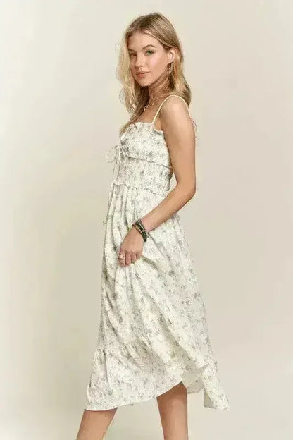 ADORA Smocked Floral Sweetheart Neck Cami Dress